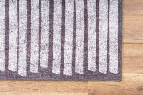 Black Striped Area Rug - Washable Non Slip Cotton Area Rug with Soft Microfiber