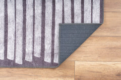 Black Striped Area Rug - Washable Non Slip Cotton Area Rug with Soft Microfiber