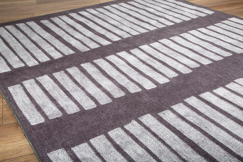 Black Striped Area Rug - Washable Non Slip Cotton Area Rug with Soft Microfiber
