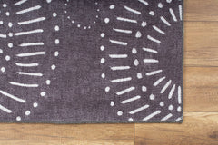 Digital Print Area Rug - Black Circle Cotton Washable Non Slip Carpet