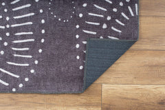 Digital Print Area Rug - Black Circle Cotton Washable Non Slip Carpet