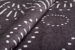 Digital Print Area Rug - Black Circle Cotton Washable Non Slip Carpet