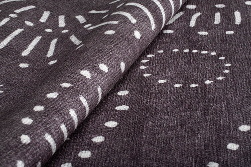 Digital Print Area Rug - Black Circle Cotton Washable Non Slip Carpet