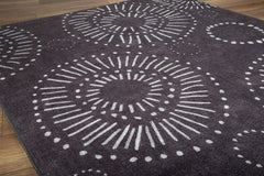 Digital Print Area Rug - Black Circle Cotton Washable Non Slip Carpet
