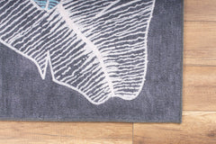 Digital Print Area Rug – Anthracite Striped Cotton Washable Non Slip Carpet