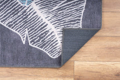 Digital Print Area Rug – Anthracite Striped Cotton Washable Non Slip Carpet