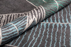 Digital Print Area Rug – Anthracite Striped Cotton Washable Non Slip Carpet