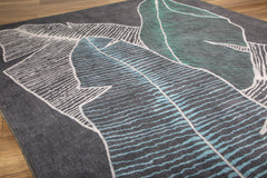 Digital Print Area Rug – Anthracite Striped Cotton Washable Non Slip Carpet