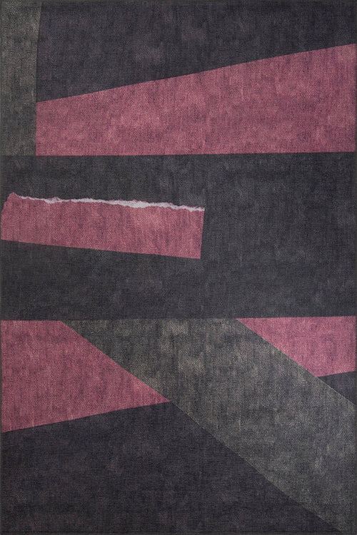 Black Geometric Area Rug - Washable Non Slip Cotton Soft Microfiber Carpet