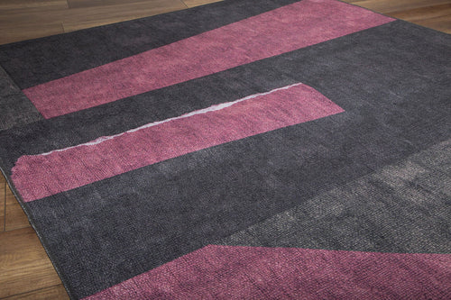 Black Geometric Area Rug - Washable Non Slip Cotton Soft Microfiber Carpet