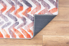 Digital Print Area Rug - Orange Geometric Cotton Washable Non Slip Carpet