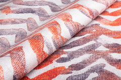 Digital Print Area Rug - Orange Geometric Cotton Washable Non Slip Carpet