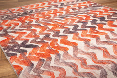 Digital Print Area Rug - Orange Geometric Cotton Washable Non Slip Carpet