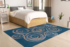 Digital Print Area Rug – Washable Non Slip Cotton Green Circle Rug for Living Room