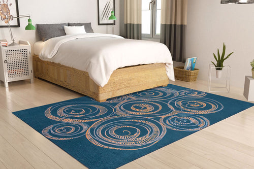Digital Print Area Rug – Washable Non Slip Cotton Green Circle Rug for Living Room
