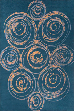 Digital Print Area Rug – Washable Non Slip Cotton Green Circle Rug for Living Room