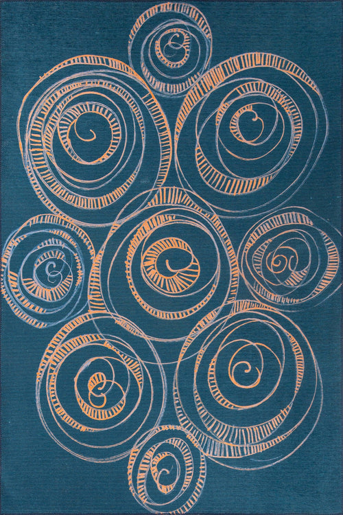 Digital Print Area Rug – Washable Non Slip Cotton Green Circle Rug for Living Room