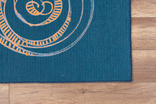 Digital Print Area Rug – Washable Non Slip Cotton Green Circle Rug for Living Room