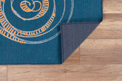 Digital Print Area Rug – Washable Non Slip Cotton Green Circle Rug for Living Room