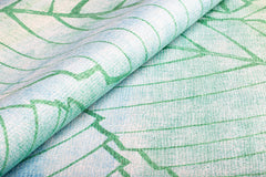 Green Floral Area Rug - Washable Non Slip Cotton Microfiber Rug for Living Room