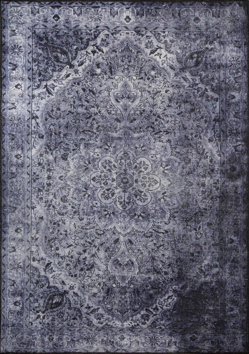 Grey Medallion Area Rug – Washable Non Slip Cotton Microfiber Carpet for Living Room