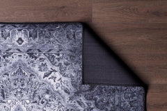 Grey Medallion Area Rug – Washable Non Slip Cotton Microfiber Carpet for Living Room