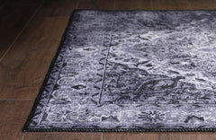 Grey Medallion Area Rug – Washable Non Slip Cotton Microfiber Carpet for Living Room