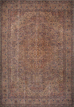 Digital Print Area Rug - Washable Non Slip Cotton Brown Medallion Carpet