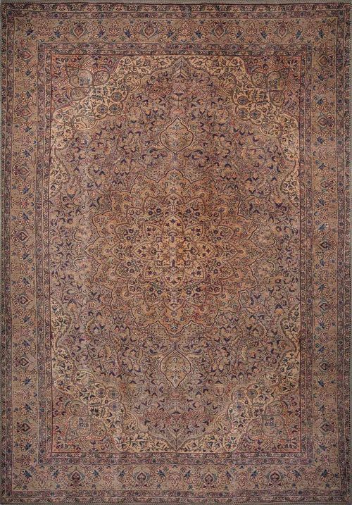 Digital Print Area Rug - Washable Non Slip Cotton Brown Medallion Carpet