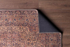 Digital Print Area Rug - Washable Non Slip Cotton Brown Medallion Carpet