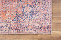 Red Medallion Area Rug – Washable Non Slip Cotton Area Rug for Living Room