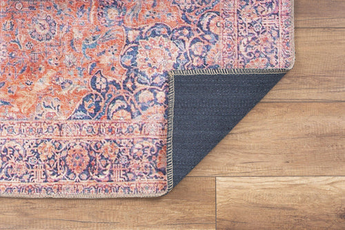 Red Medallion Area Rug – Washable Non Slip Cotton Area Rug for Living Room