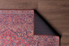 Red Medallion Area Rug – Washable Non Slip Cotton Decorative Floor Mat