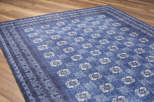 Digital Print Area Rug - Navy Blue Tribal Cotton Washable Non Slip Carpet