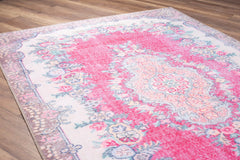 Pink Medallion Area Rug – Cotton Washable Non Slip Microfiber Soft Rug