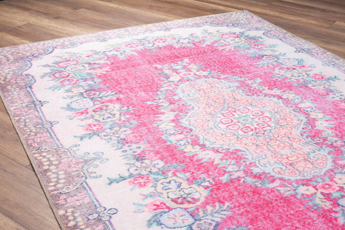 Pink Medallion Area Rug – Cotton Washable Non Slip Microfiber Soft Rug