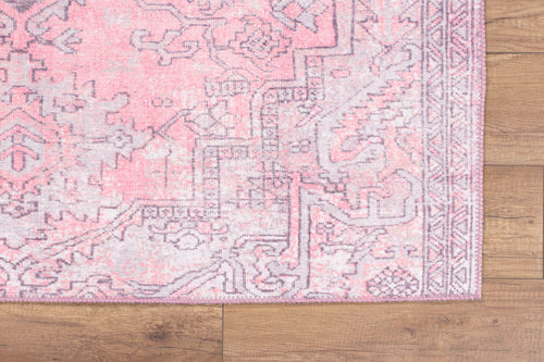 Pink Medallion Area Rug – Soft Microfiber Carpet | Washable Non Slip Cotton Floor Covering
