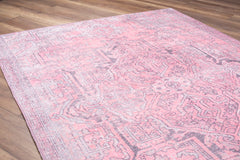 Pink Medallion Area Rug – Soft Microfiber Carpet | Washable Non Slip Cotton Floor Covering