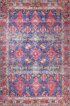 Troyes Red Ethnic Cotton Digital Print Area Rug