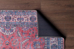 Ethnic Cotton Area Rug – Washable Non Slip Burgundy Machine Made Carpet