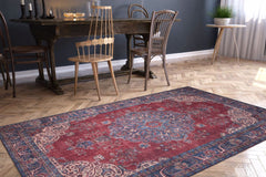 Digital Print Area Rug – Burgundy Cotton Medallion Washable Non Slip Rug