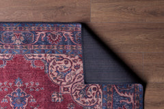 Digital Print Area Rug – Burgundy Cotton Medallion Washable Non Slip Rug