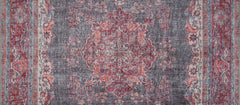 Burgundy Medallion Area Rug – Washable Non Slip Cotton Microfiber Carpet