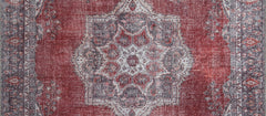 Digital Print Area Rug – Burgundy Medallion Cotton Carpet | Soft Microfiber Washable