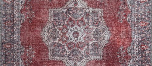 Digital Print Area Rug – Burgundy Medallion Cotton Carpet | Soft Microfiber Washable