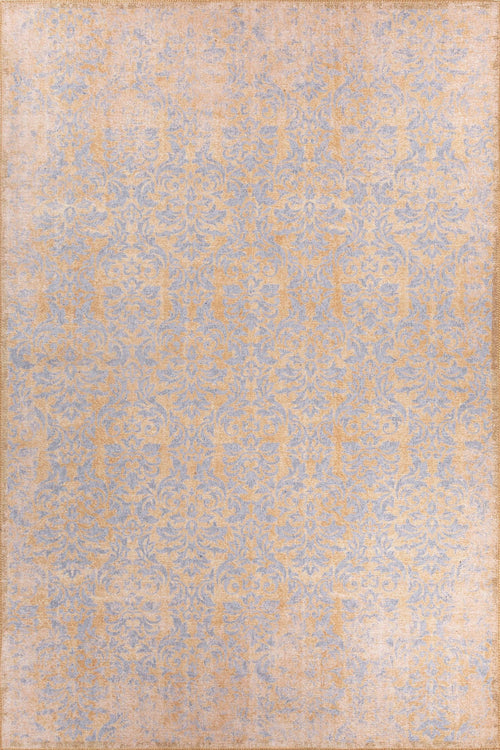 Yellow Vintage Area Rug – Washable Non Slip Cotton Carpet for Living Room