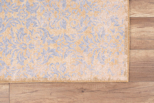 Yellow Vintage Area Rug – Washable Non Slip Cotton Carpet for Living Room