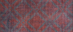 Burgundy Geometric Rug - Washable Non Slip Cotton Area Rug with Soft Microfiber