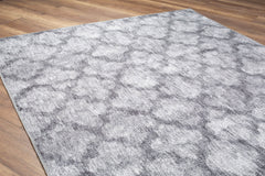 Grey Geometric Area Rug - Washable Non Slip Soft Microfiber Carpet | Dust Resistant