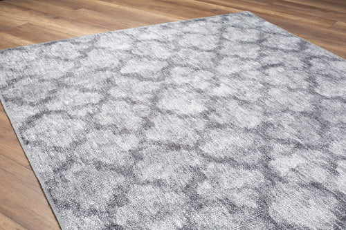 Grey Geometric Area Rug - Washable Non Slip Soft Microfiber Carpet | Dust Resistant